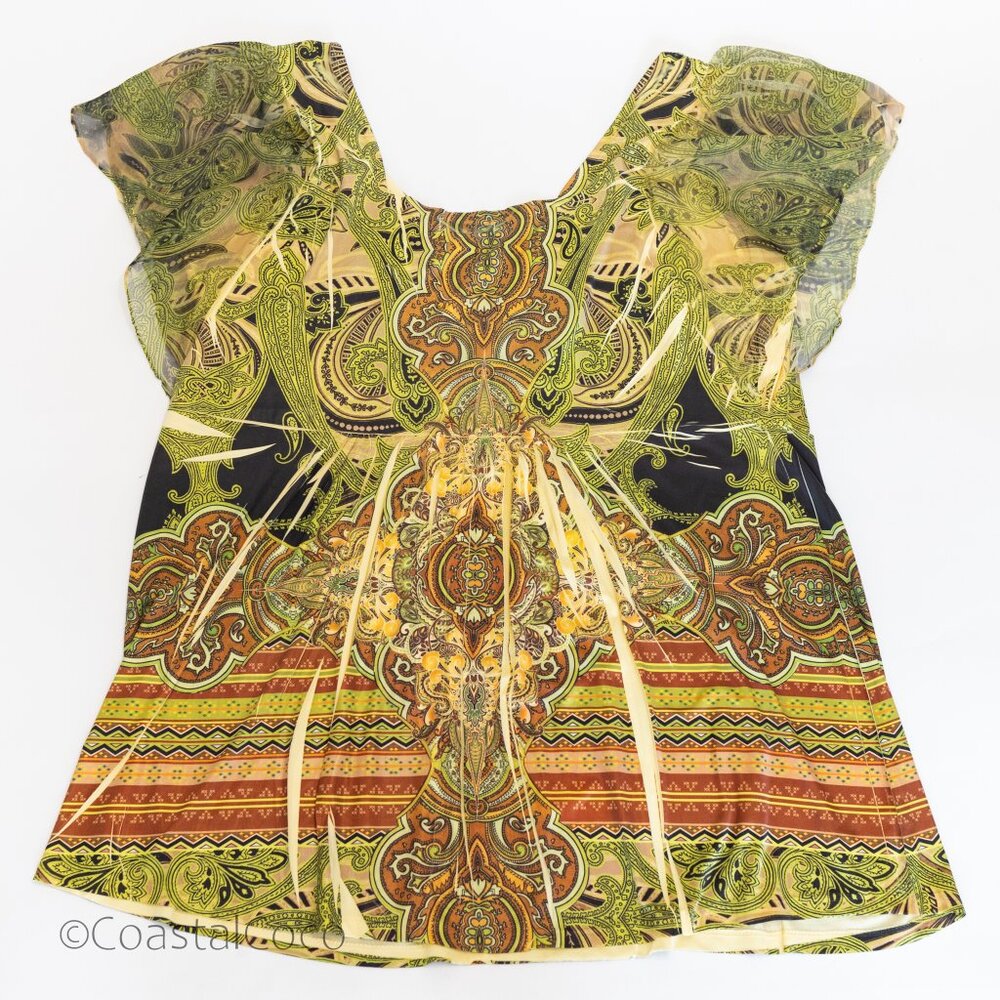 Live and Let Live Womens Top 2X Paisley Beaded Soft Fairy Art to Wear Whimsy - Picture 5 of 12